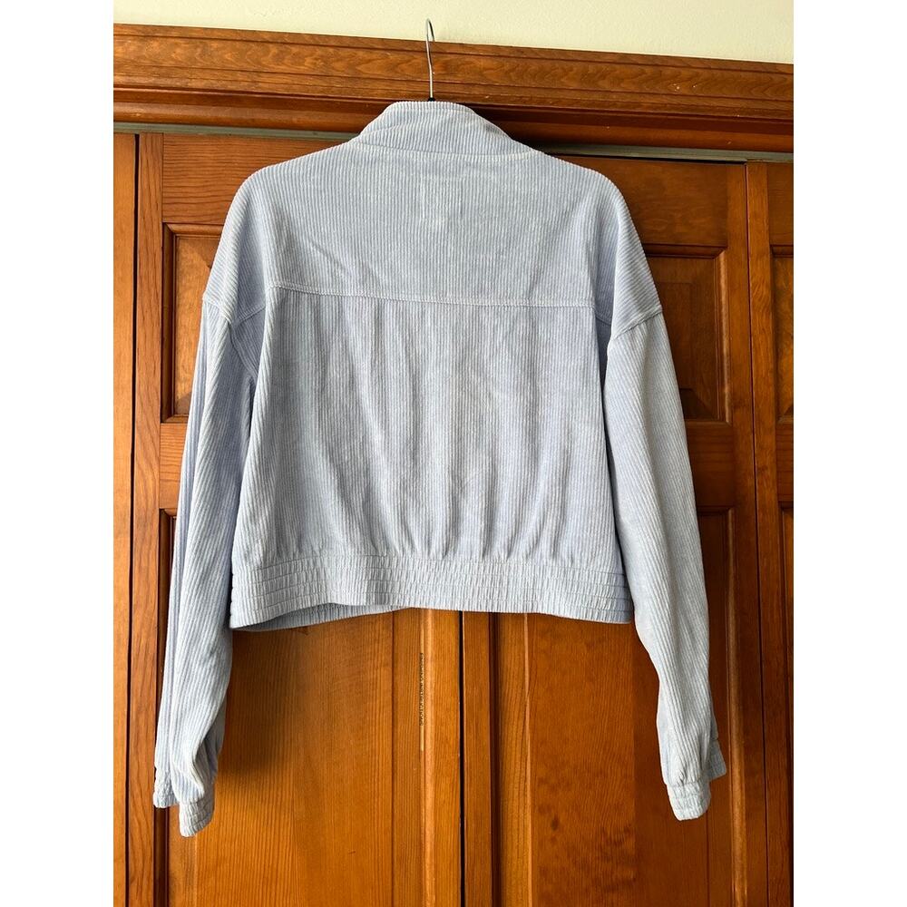 Aerie Women's Groove On Velour Corduroy Cropped Zip-Up Jacket Light Blue Size XL - Picture 11 of 11